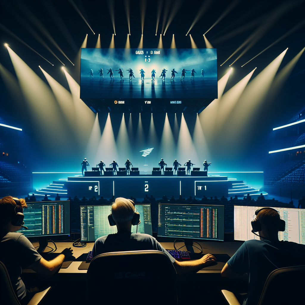 Arena de esports em Rotterdam jogando no patch antigo, placar 2–1.